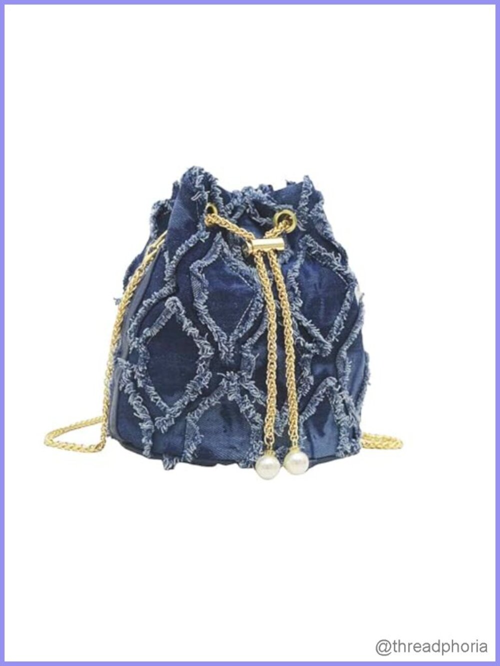 Denim Hobo Bag Chain Strap Crossbody Bucket Drawstring Purse